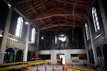 The inside of St. Joseph Catholic Church in Salem, Ore. on May 18, 2025. Repairs are ongoing, as the congregation rebounds from an arson that destroyed the church in 2023.