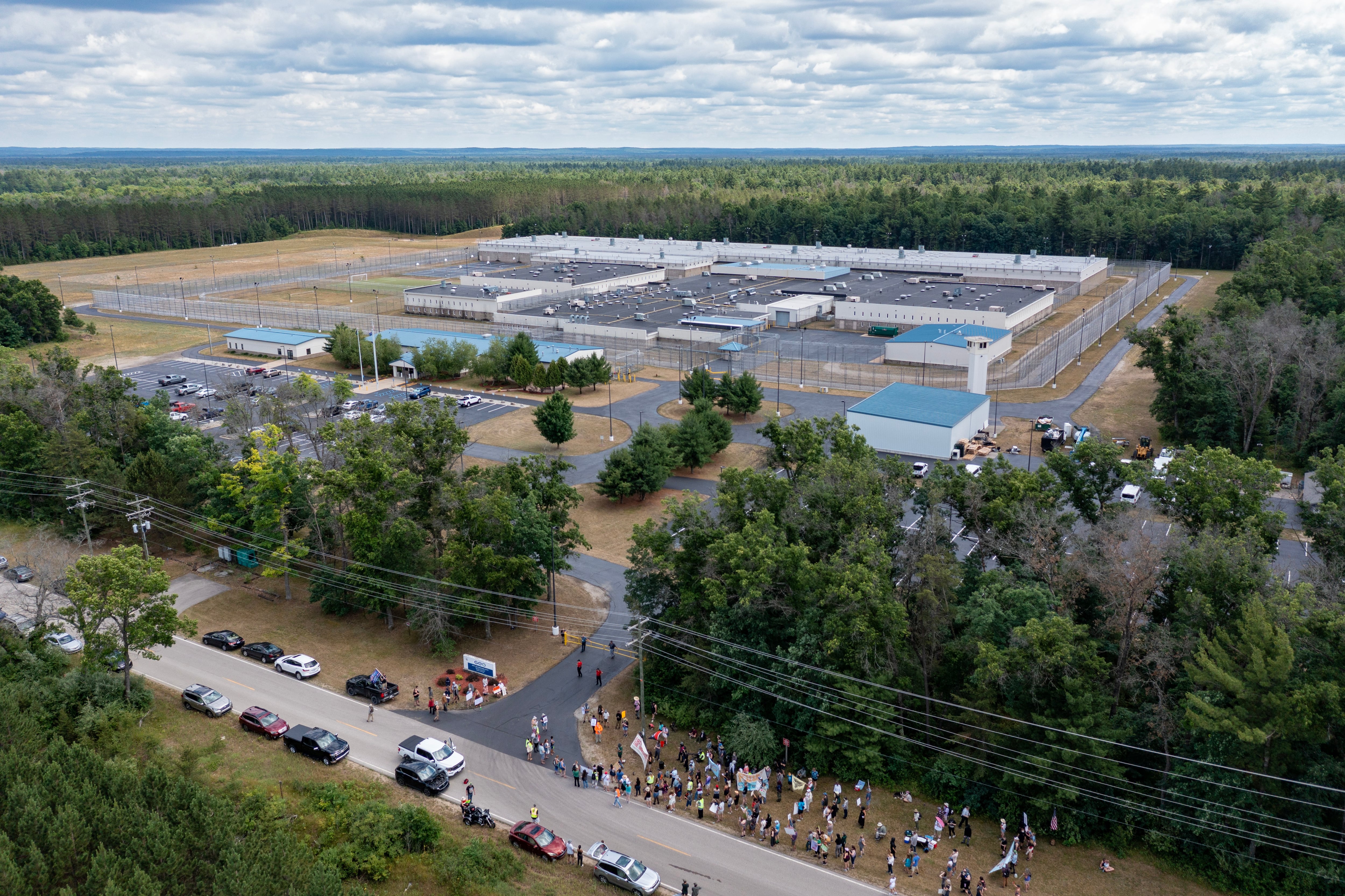 Activists rallied at the North Lake Processing Center in Baldwin, Mich., after it reopened as an immigrant detention center this year. In its past, the facility had been a federal prison and a juvenile detention facility.