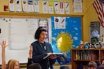 Earl Boyles Elementary School teacher Linda Long teaches fourth graders in her classroom Jan. 23, 2025. Long has worked at the school since it opened in 2002.