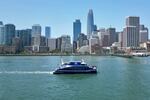 The MV Sea Change, the first commercial passenger ferry powered by hydrogen fuel cells, is seen on the water, Friday, July 12, 2024, in San Francisco.