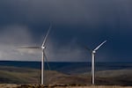 Wind turbines in Boardman, Ore., April 1, 2025. Oregon and Washington have vowed to decarbonize their power supplies by midcentury, but an aging electrical grid puts that goal at risk.