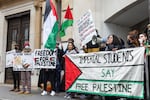 Pro-Palestinian students protest outside the Department for Education on March 22 in London. The students called for an immediate cease-fire in Gaza and for an end to links between U.K. universities and Israel.