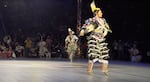 Acosia Red Elk competing against Tanski Clairmont at the Gathering of Nations Powwow in Albuquerque, New Mexico in 2018, where she took second place. She has won the contemporary jingle dance category eight times.