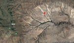 A dropped pin on Google Maps shows the approximate location of a large lithium project in southeast Oregon.