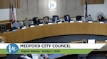 In a screengrab by JPR, Medford city councilors meet on Oct. 7, 2026, to discuss the Loring property.