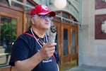 A member of the Chinook Indian Nation burns sage outside the federal courthouse. The southwest Washington coastal tribe have been fighting for federal status for more than a century.