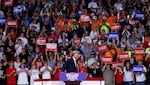 Supporters cheer as President-elect Donald Trump arrives to speak at his last campaign rally at Van Andel Arena in Grand Rapids, Mich., on Nov. 5.