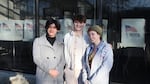 (from left) Abraham Constantino, Devon Lawson and Ky Fireside pose outside of the Lane County Elections office on Jan. 23, 2026, after a visit to continue work on the recall petitions they are preparing to circulate.