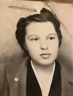 This photograph taken from boarding school documents shows Abby Hall's grandmother, Klamath Tribes member Marilyn Mitchell, in about 1939.