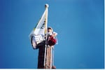 Timber Jim on the 80-foot spar pole in the south end of the park.