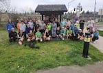 Members of the Eugene Frontrunners and Walkers at a Monday evening club run and walk, March 23, 2026.
