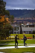 Students walk on the Eastern Oregon University campus during the 2021 fall term.