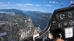 The view above Hood River, looking down the Columbia River Gorge during a glider flight. The Hood River Soaring club offers scenic rides to help support their youth program.