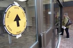 A voting location in Wainwright, Alberta, is seen on Monday.
