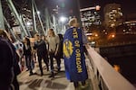 A third night of protests took place in Portland on Nov. 10, 2016, as crowds demonstrated against the election of Donald Trump as well as other issues.