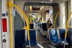 FILE - The inside of a MAX train heading east toward Portland in 2025.