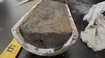A core sample from the Oregon Coast shows a mix of sand and other sediment.  The Virginia Tech researchers are using the cores and the microfossils they contain to calculate earthquake subsidence and tsunami inundation.