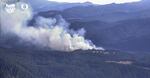 A picture from an Oregon Hazards Lab wildfire detection camera shows a vegetation fire burning east of Oakridge, Ore., on Aug. 7, 2025.