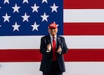 President Trump is pictured at the Salute to America Celebration at the Iowa State Fairgrounds in Des Moines on July 3.