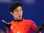 Nathan Chen competes at the 2022 Winter Olympics, Thursday, Feb. 10, 2022, in Beijing. Chen and the rest of Team USA are now gold medal winners in the team event following a Russian doping decision against Kamila Valieva.
