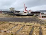 Dredging along the Coos Bay waterfront is done by the U.S. Army Corp of Engineers. In this file photo, a dredging ship in operation in Coos Bay, Ore. on Sept. 11, 2024.