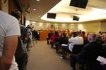 Standing room only at a public meeting to consider removing a historic designation of two Confederate monuments in Clark County.