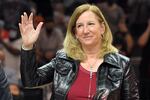 WNBA commissioner Cathy Engelbert waves to the crowd a WNBA playoffs game late last month.