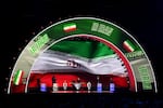Iran is illuminated on the screen during the FIFA World Cup 2026 Official Draw on December 05, 2025 in Washington, D.C. Iran and Egypt have objected to playing in their match in Seattle because it previously had been scheduled to celebrate 'Pride'.