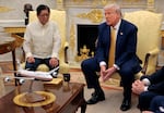 President Trump meets with Philippine President Ferdinand Marcos Jr. in the Oval Office at the White House on July 22.