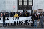 Members of the Proud Boys, a violent, far-right extremist group, gather in front of the Oregon State Capitol on January 8, 2021 in Salem, Oregon. About 50 people turned out for a rally to support incarcerated participants in the Jan. 6 insurrection.