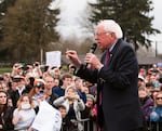 Thousands of people were unable to make it into Hudson's Bay High School's gym for the main event, so Sen. Bernie Sanders, I-Vermont, went outside to great them.