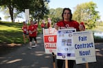 Longview teachers on the picket line Wednesday, Sept. 5, 2018.