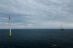 FILE - The first operating South Fork Wind farm turbine, Dec. 7, 2023, stands east of Montauk Point, N.Y. The Biden administration approved the seventh large offshore wind project in the United States on Tuesday, March 26, 2024.