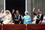 July 29, 1981: Prince Charles and his bride Diana, Princess of Wales, wave from the balcony of Buckingham Palace after their marriage at St. Paul's Cathedral in London, England.