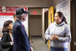 Dr. Bud Pierce, left, Republican candidate for governor on the campaign trail in September.