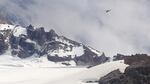 A search helicotper flies between Yokum Ridge and the Sandy Glacier Headwall, near where climber Kinley Adams' body was recovered.