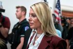 Former Attorney General Pam Bondi arrives for her deposition at the Rayburn House Office Building on Capitol Hill, Friday, May 29, 2026, in Washington.