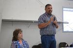 Then Harney County commissioner Mark Owens speaks at a meeting to consider cuts to health programs in Burns, May 7, 2019. Owens has since been appointed the state legislature. 