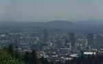 Visible smog blankets Portland, Ore., on July 26, 2022. The city broke an all-time heat record for the date when the temperature hit 102 degrees.