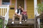 Randal Wyatt, left, and Annie Moss at Wyatt’s Albina neighborhood home in Portland, May 9, 2023. Wyatt purchased the three-bedroom home in 2020 from Moss in an off-market sale.