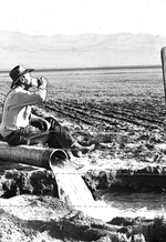 Rankin Crow, a former rodeo rider, is credited with conceiving of the deep-well project to bring water to Cow Valley. Aug. 13, 1950.