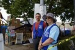 ACLU legal observers stand by counting the number of people entering and leaving the ICE building in Portland Tuesday July 3, 2018.