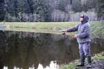 Local scaffolder Lewis Napoleon fishes for trout in Upper Big Creek Reservoir. He understands a new dam would likely mean higher local taxes. "I think is a good idea in the long run. It could also potentially open up jobs.”