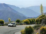 A motorist drives between flowers along the Angeles Crest Highway in the Angeles National Forest northwest of La Canada, Calif.
